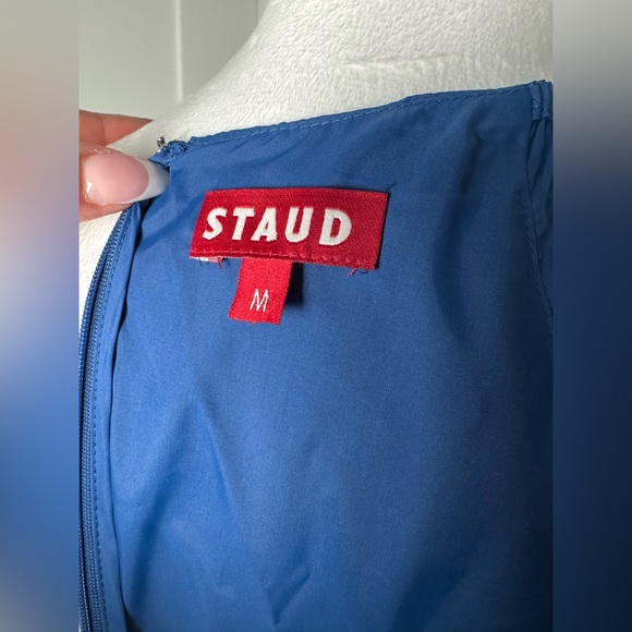 Staud Corsica Plunging Tiered Mini Dress in Blue - Picture 9 of 12